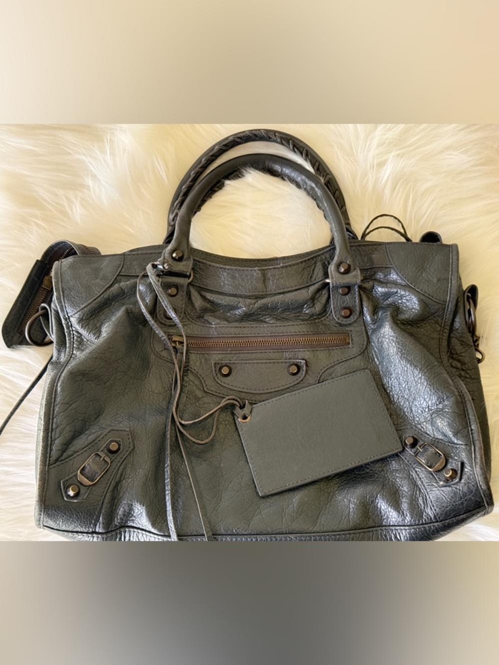 BALENCIAGA CITY BAG GRAY ANTHRACITE GREY W/MIRROR S/S 2014 - Picture 8 of 11